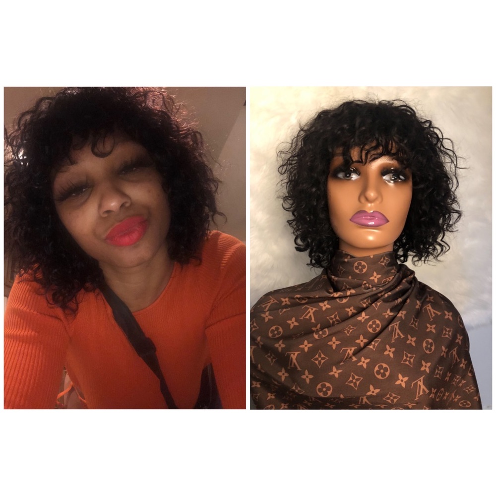 10’Indian curly Glueless Wig 100% Human Hair Wig